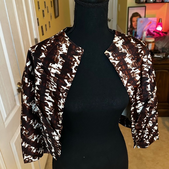 Vintage 1960s Short Dress Bolero Shrug Brown Pattern - Picture 2 of 3